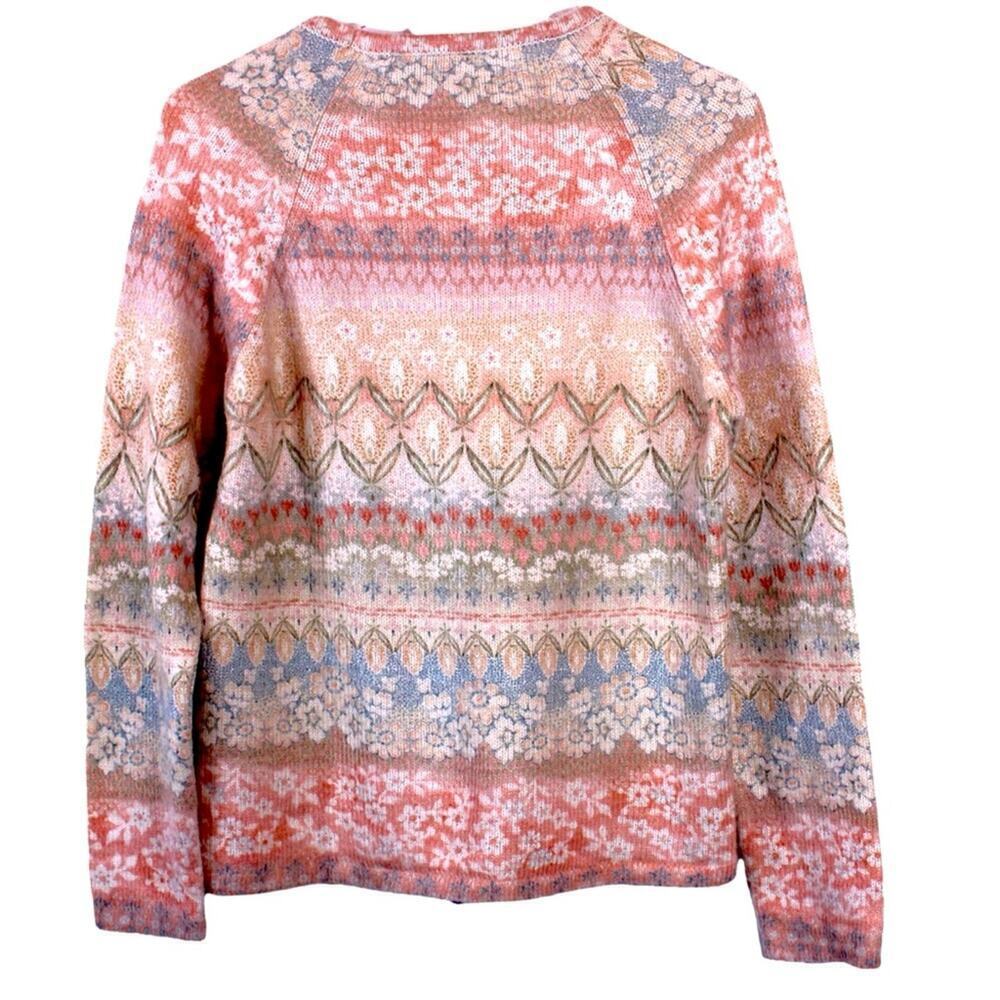 ANTHROPOLOGIE Postage Stamp 9-HIS STCL Pullover Floral Sweater Size XS - Picture 2 of 5